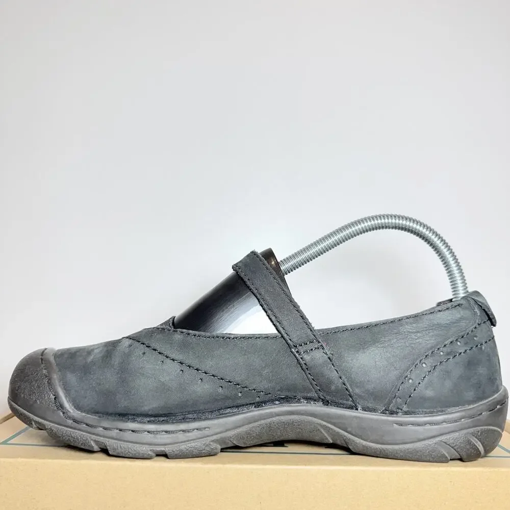 KEEN Womens 8.5 Black Leather Mary Jane Slip On Casual Comfort Walking Shoes